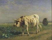 constant troyon The white bull. oil painting